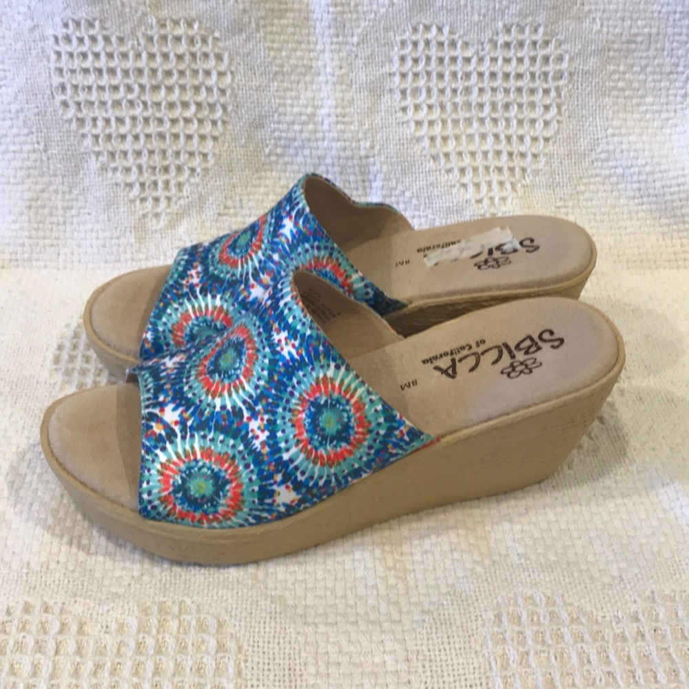 Multicolor summer wedge sandals